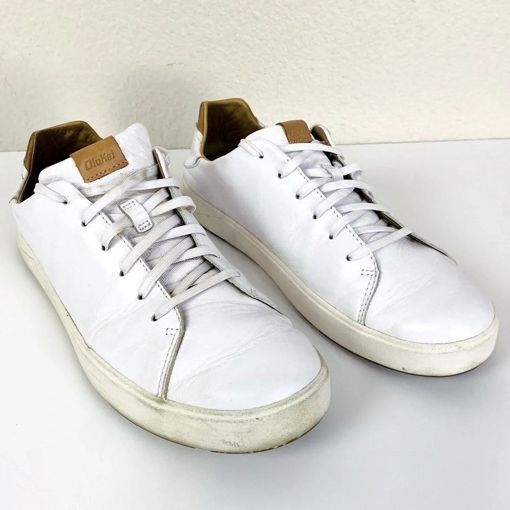 Olukia Lae’ahi Li ‘lil White Leather Waterproof Sneakers Size 11.5